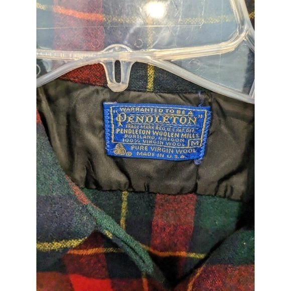 Vintage Pendleton Plaid Virgin Wool Board Shirt Men’s Size Medium Made In USA - Picture 3 of 3